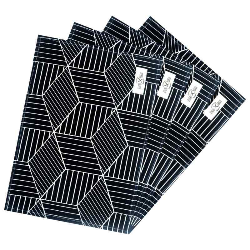 wellhouse ランチョンマット 綿 麻 大きい 60x40cm チェック柄 布 食卓マット 4枚...