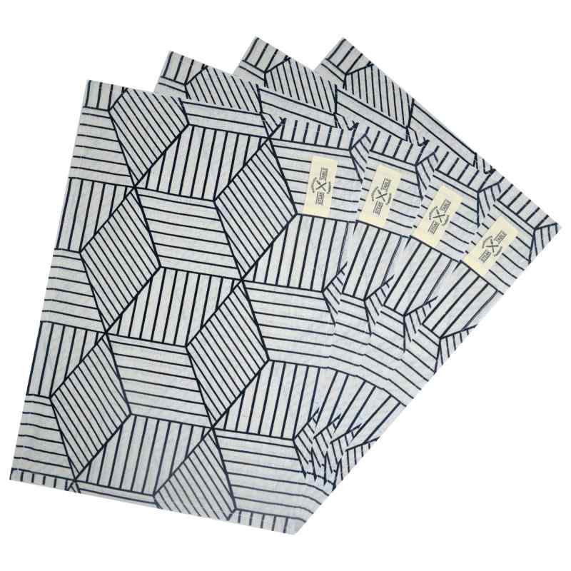 wellhouse ランチョンマット 綿 麻 大きい 60x40cm チェック柄 布 食卓マット 4枚...