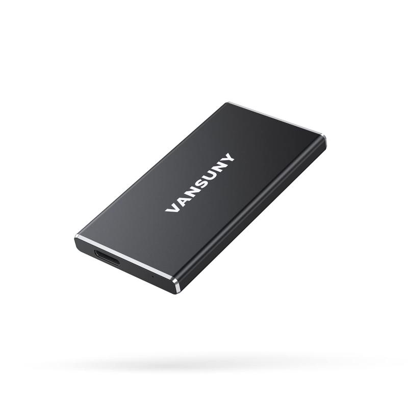 Vansuny SSD 外付け USB3.2 Gen1 読込速度500Mb/s PS5/PS4メーカー動作確認済 コンパクト外付けSSD 超高速 超小型 超薄型(ブラック）