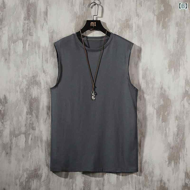タンクトップ メンズ トップス ノースリーブ Tシャツ 運動用 スポーツ トレーニング フィットネス ジム ウェア コットン 綿100% 薄手 無地 ゆったり カジュアル インナー 部屋着 ホワイト グレー ブラック astershop-10370725 アスターショップ サンプル画像2