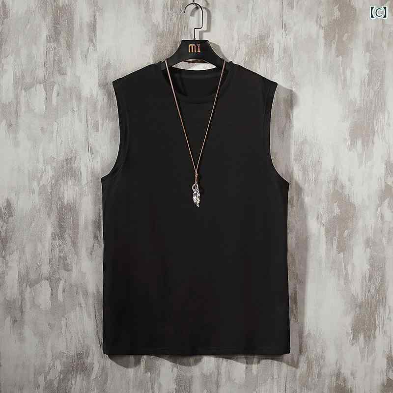 タンクトップ メンズ トップス ノースリーブ Tシャツ 運動用 スポーツ トレーニング フィットネス ジム ウェア コットン 綿100% 薄手 無地 ゆったり カジュアル インナー 部屋着 ホワイト グレー ブラック astershop-10370725 アスターショップ サンプル画像3