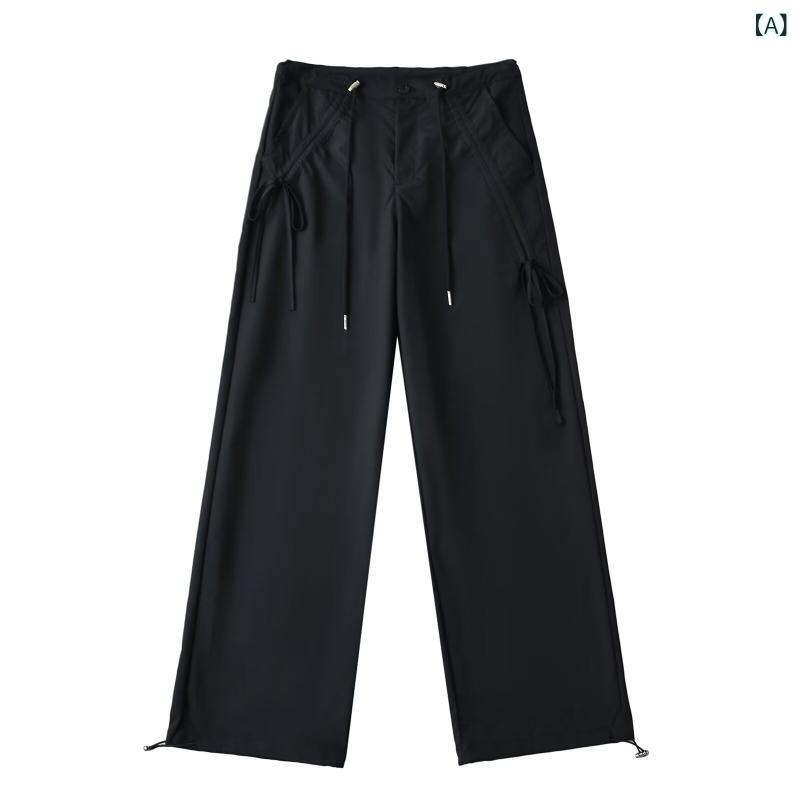 Pantalón cargo para mujer Pantalón largo recto Cintura baja Arco medio Grueso Cordón de ajuste Primavera Paquete ancho Piernas de secado rápido Poliéster Micro Elástico Hip Hop Personalidad callejera Negro Blanco Gris Azul Rosa Claro Azul Claro Rosa Batido Color Naranja Uso diario Casual — vista 2