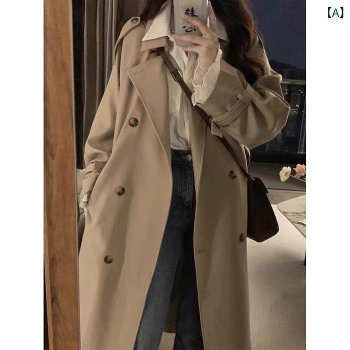 トレンチコート レディース 春秋 アウター ミドル丈 英国風 高級感 シンプル きれいめ おしゃれ 通勤用 普段使い astershop-10702104 アスターショップ サンプル画像2