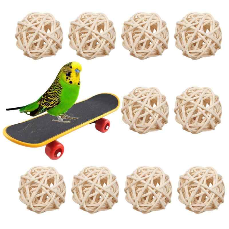 Roczential 11個セット セキセイインコ おもちゃ、ミニマンチボール 直径3cm 無着色 ナチュラルカラー 鳥 おもちゃ インコ おもちゃ セキセイインコ オカメインコ かじり木 ペット用 ハムスター