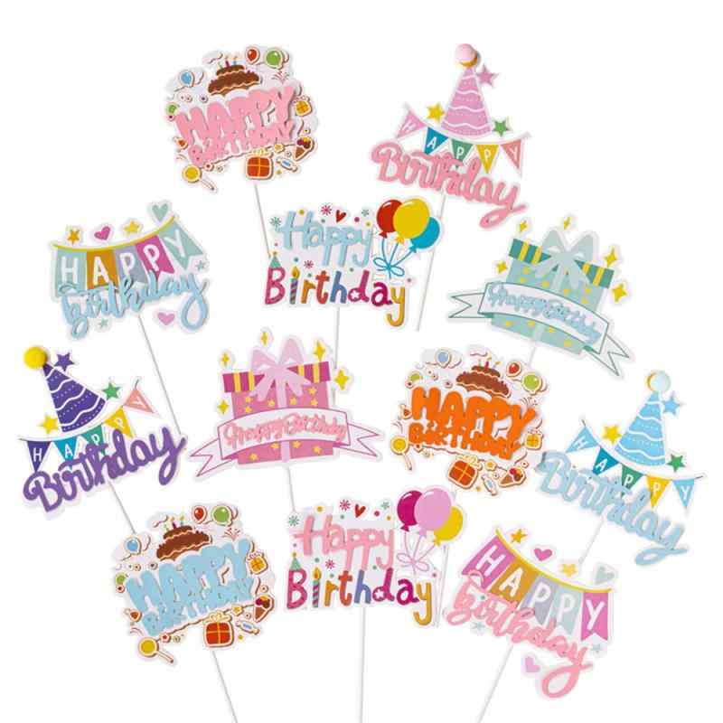 DUOLEIMI ケーキトッパー 誕生日 ケーキ飾り 10枚 ケーキピック ケーキデコレーション happy birthday ケーキ挿入カード 可愛い材質：紙。 　数量：10枚セット10種異なるパータン、ランダムに発送します（画像と異なる場合もあります）。happy birthdayケーキトッパー、可愛いのデザイン、ケーキを簡単に綺麗に装飾します。挿すだけで誕生日ケーキに華やかさをプラスできるケーキトッパーです。バースデーケーキはもちろん、カップケーキ、スイーツ、パーティーのお料理に飾っても素敵です。記念撮影時はフォトプロップスとしても、誕生日の思い出を特別な形で残せます。