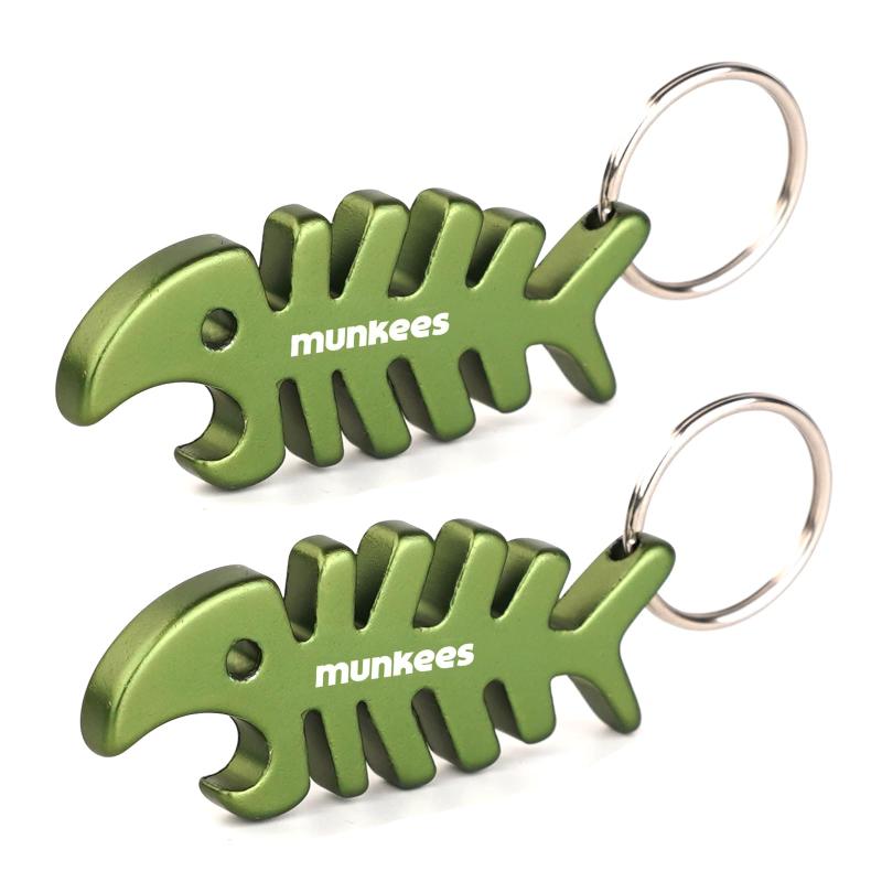 munkees 魚形の栓抜き、アルミ合金ビールオープナー、キーチェーン 2本