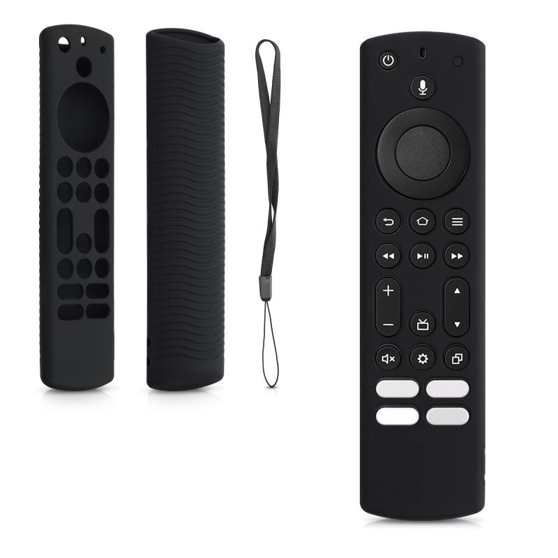 kwmobile 保護ケース Toshiba and Insignia NS-RCFNA-21, CT-RC1US-21, CT95018 / Fire TV対応 リモコンカバー - バックカバー シリコン ソフト黒色