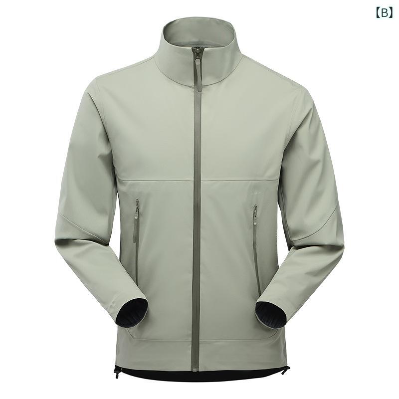 マウンテンパーカー メンズ レディース 男女兼用 ウィンドブレーカー ジャケット アウター 撥水 防風 登山服 ライトアウター ブルゾン ジップアップ フードなし スタンドカラー 秋物 春秋 登山 キャンプ アウトドア 軽量 無地 ブラック グレー astershop-10556202 アスターショップ サンプル画像2