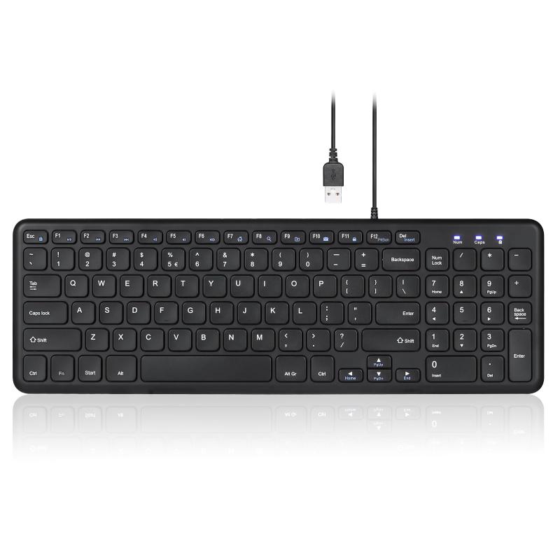Perixx PERIBOARD- Wired Silent USB Scissor Keyboard - 14.45x4.76x0.70 Inches Compact Design with Number Pad