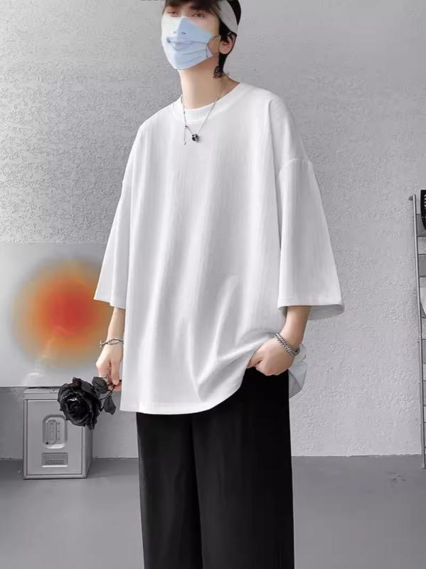 ・カテゴリ: Tシャツ・スタイル: 港風・主な素材: ポリエステル100%・柄: 格子・版型: ワイド・ネックライン: クルーネック・袖丈: 七分袖・袖型: 落肩袖・カラー展開: 白色・サイズ展開: XXL・重量: 200g・素材機能: 防皺・適用性別: 男性・適用年齢: 成人