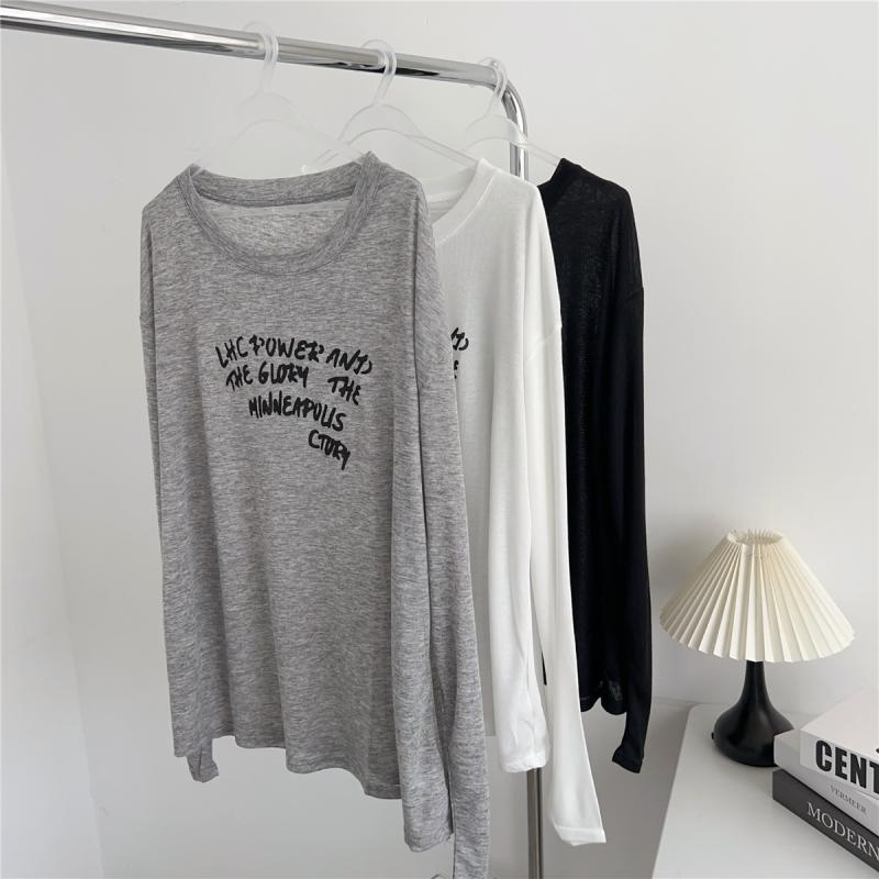 Tシャツ レディース 長袖 韓国風 ルーズフィット ラフスタイル ロゴプリント オフショルダー トップス おしゃれ きれいめ カジュアル