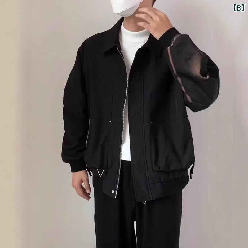 メンズ ジャケット 春秋 韓国風 ゆったり 薄手 軽量 大人カジュアル トップス スタ...
