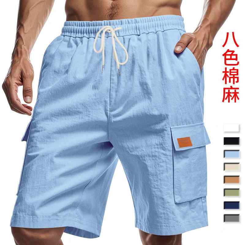 ・主な素材: 麻類混紡95%・パンツ丈: 短パン・カラー展開: 土黄、灰色、黒色、紺色、軍緑、浅青、白、浅カーキ・サイズ展開: S、M、L、XL、XXL、XXXL・パンツタイプ: 直筒型・伸縮性: 微弾・スタイル: スポーツ