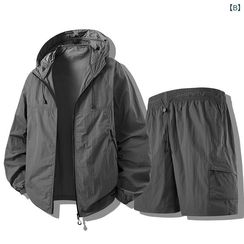 防晒服 セット メンズ レディース 長袖 Tシャツ ショートパンツ 軽薄 速乾 挿色 防...