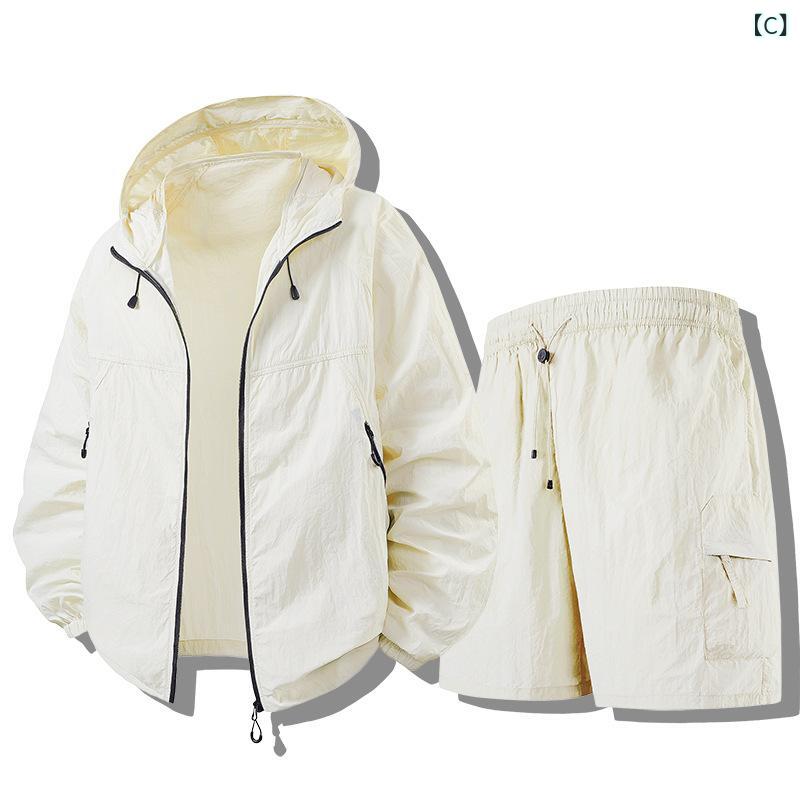 防晒服 セット メンズ レディース 長袖 Tシャツ ショートパンツ 軽薄 速乾 挿色 防...