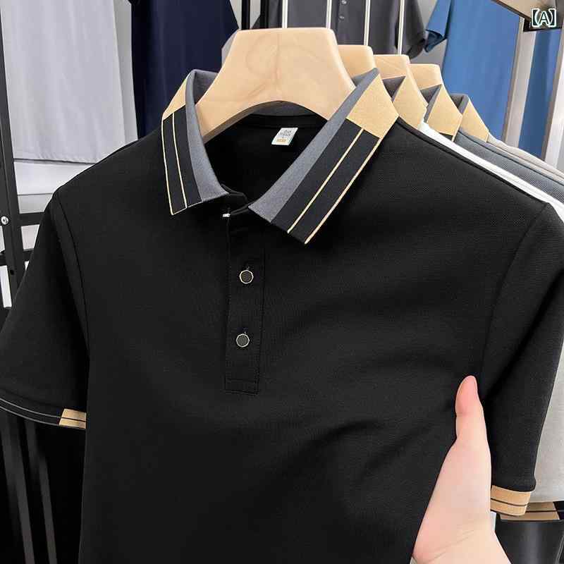 ・カテゴリ: Tシャツ・スタイル: 軽熟休闲・主な素材: 綿71-80%・柄: 純色・版型: ワイド・ネックライン: フラップカラー・袖丈: 短袖・袖型: 通常・厚み: 薄手・重量: 180-250g・カラー展開: ブラック、卡其、深灰、霜白・サイズ展開: M、L、XL、XXL、XXXL、XXXXL・適用シーン: 休闲・スタイル詳細: スプライス・素材機能: 通気、防皺、高弾性、吸湿速乾、色牢度高