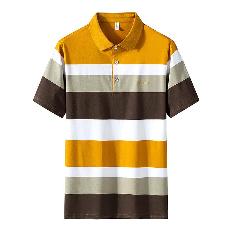 ・カテゴリ: POLOシャツ・スタイル: ベーシック・袖丈: 長袖・版型: レギュラーフィット・柄: ボーダー・特殊加工: 刺繍・厚み: 薄手・素材: 綿95%・着用シーン: カジュアル・カラー展開: イエロー、ブルー、ネイビー・サイズ展開: M、L、XL、XXL、XXXL、4XL・機能性: 洗濯機洗い可能
