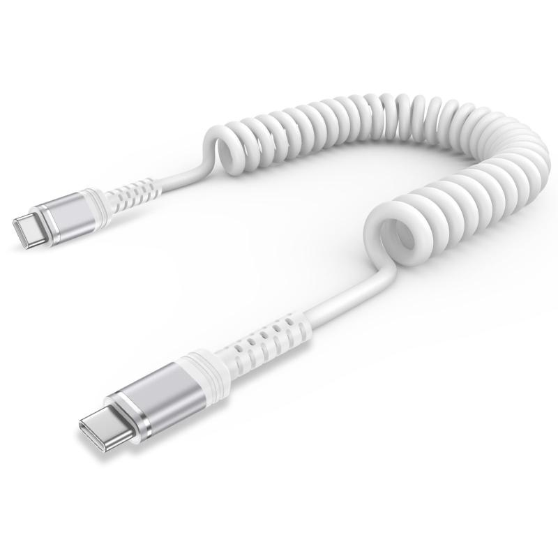 USBCケーブル短い20W急速充電1.2Mコイル型タイプcケーブル伸縮高耐久ctoc充電コード断線防止type-c伸びるCarPlay対応カール車用iPhone1615/Galaxy