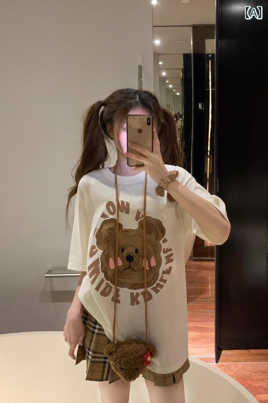 Tシャツ レディース 半袖 アニメイラストプリント ゆったりシルエット カジュアル 日韓流カジュアル春夏
