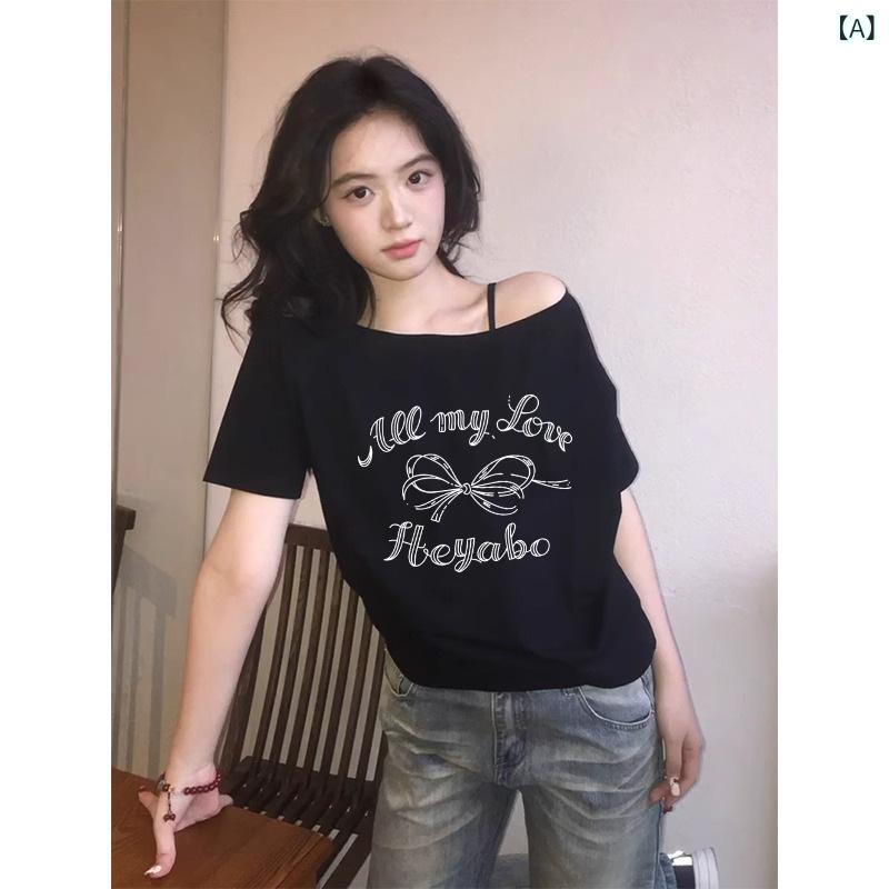・カテゴリ: Tシャツ・スタイル: 休闲・主な素材: 綿・主な素材含有量: 95%以上・袖丈: 短袖・柄: 印花・版型: 宽松型・衣長: 普通款・ネックライン: 一字领・袖型: 常规款・カラー展開: 黒色・サイズ展開: S、M、L、XL