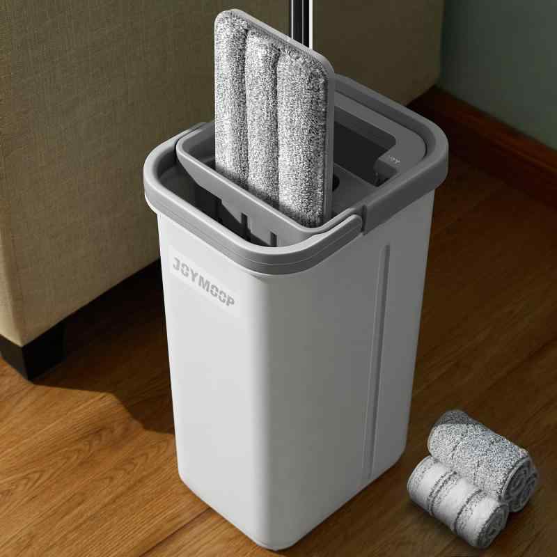 JOYMOOP モップとバケツセット ハンズフリー フラットモップ 絞り器付き 乾湿両用 フローリング掃除対応 astershop-10515731 アスターショップ パッケージ画像