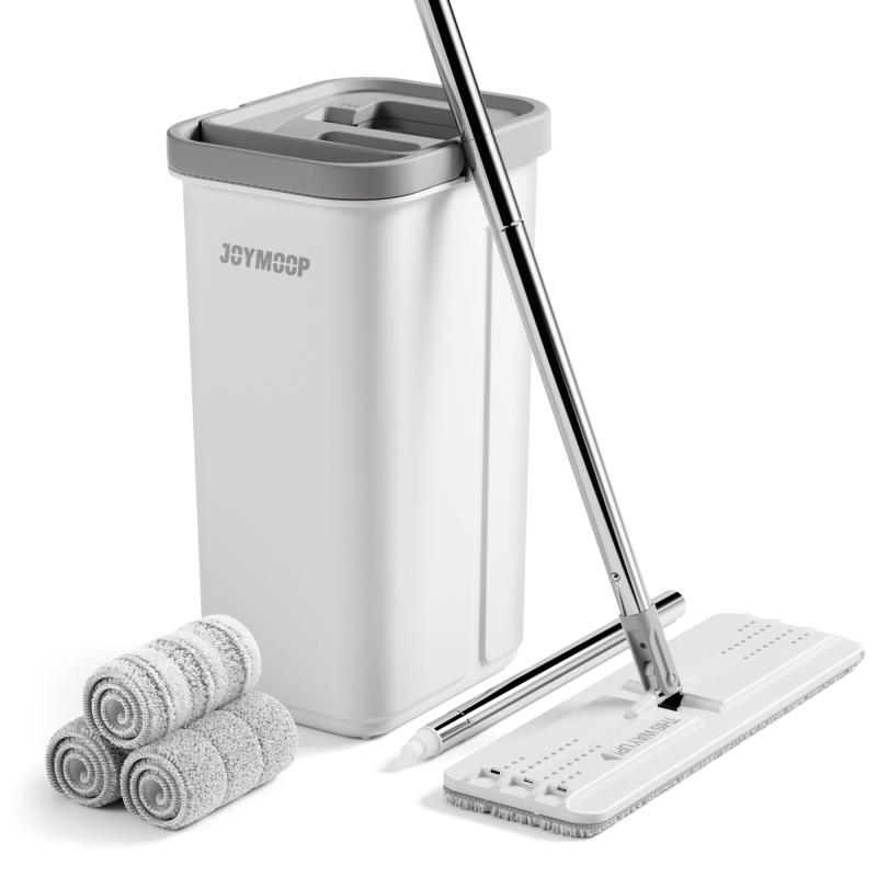 JOYMOOP モップとバケツセット ハンズフリー フラットモップ 絞り器付き 乾湿両用 フローリング掃除対応 astershop-10515731 アスターショップ サンプル画像2