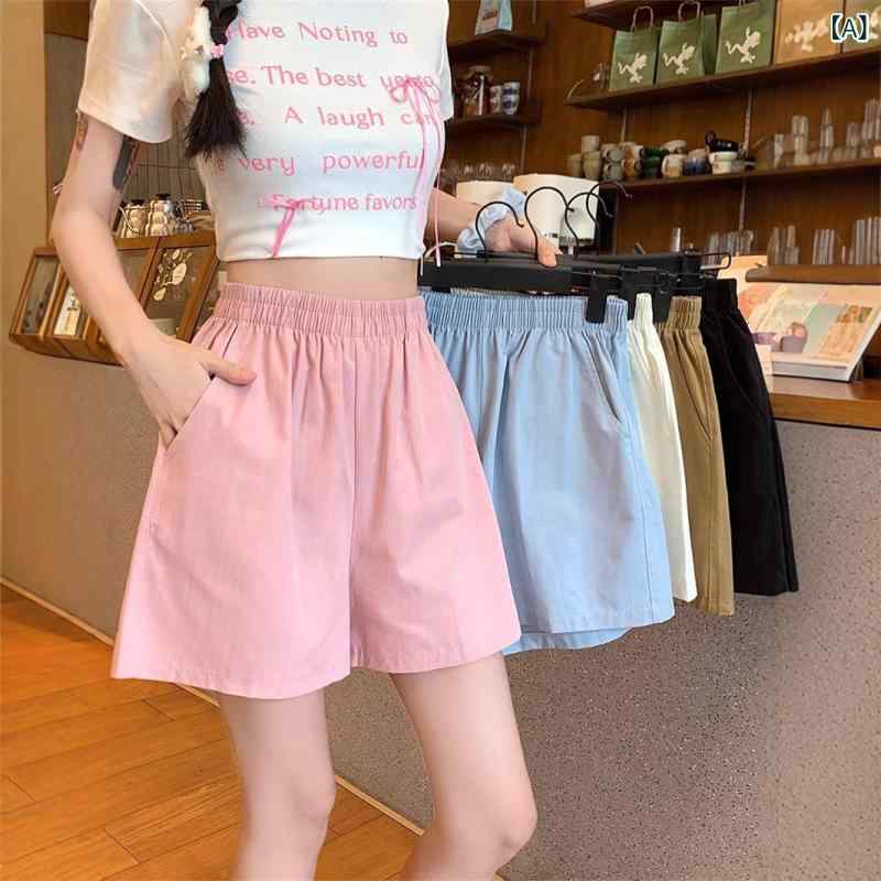 ショートパンツ レディース 綿 カーゴパンツ 3分丈 ハイウエスト カジュアル 無地 伸縮性 普段着 薄手 快適 ワイドレッグ Aライン ルーズフィット ストレートシルエット 部屋着 韓国ファッション 夏物 オールシーズン astershop-10731057 アスターショップ サンプル画像2