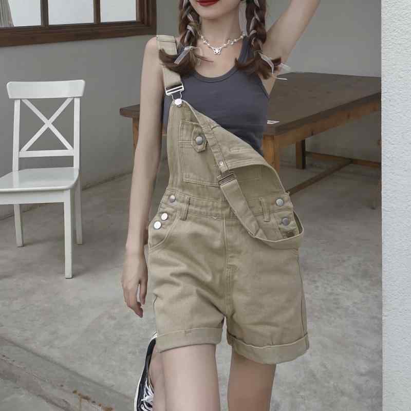 デニム ショートパンツ レディース 高腰 背広型 直筒 薄手 ゆったり 膝上丈 綿素材 洗い加工 ボタン 複数ポケット 春季 画像色 軽量 快適 日常使い カジュアルスタイル 日韓風