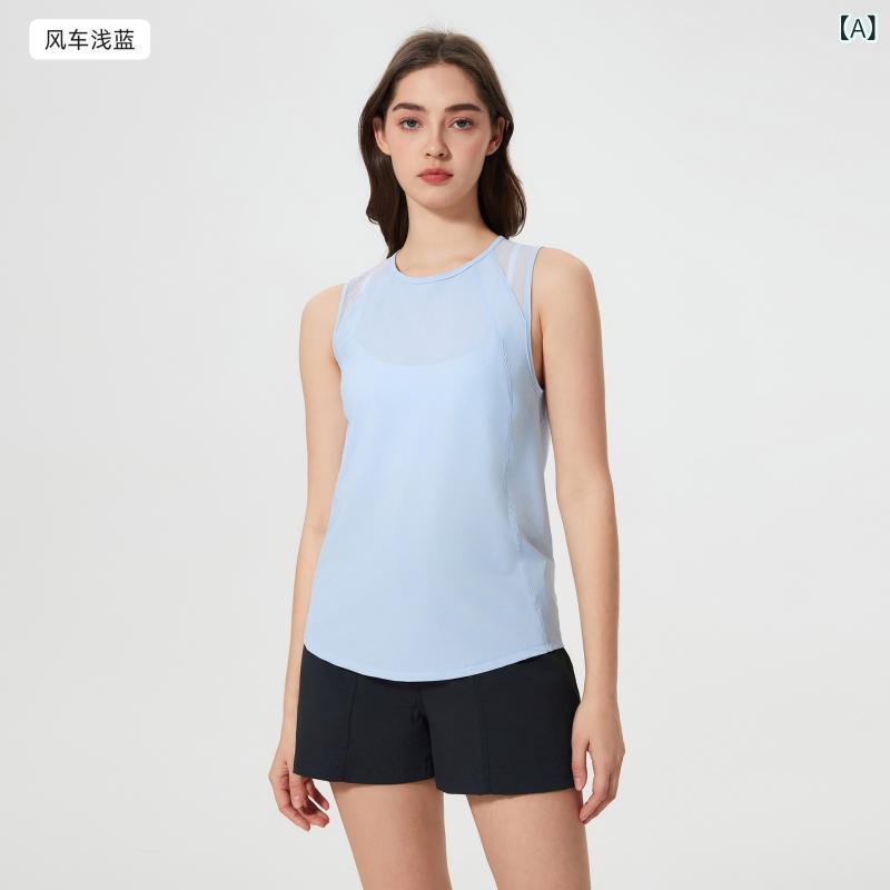・カテゴリ: Tシャツ・機能: 透気性・対象性別: 女性・柄: 無地・主な素材: ナイロン75%・裏地素材: ポリエステル25%・カラー展開: 風車浅藍、舞動黃、銀河灰、白色、微光藍、微光紫、黒色・サイズ展開: 4、6、8、10、12・袖丈: ノースリーブ・着用方法: プルオーバー・着丈: ウエスト丈・版型: 標準・対象シーン: フィットネス、トレンドスポーツ、サイクリング、ハイキング、シューティング