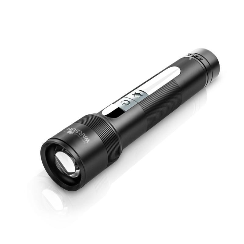 【WARSUN T800】小型・充電式LED懐中電灯｜高輝度1000ルーメン・COB側面ライト・マグネット付き・ズーム機能・9モード・防災・作業・キャンプ用