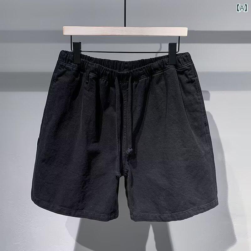メンズ ショートパンツ 工装 ミリタリー 迷彩柄 松腰 ドローストリング ワイドレッグ ストレート 夏 薄手 ポリエステル 運動 カジュアル 黒 ネイビー ミリタリーグリーン 涼しい 軽量 通気性 普段使い アウトドア
