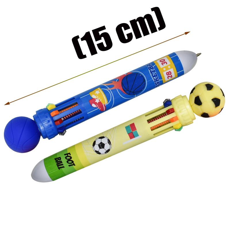 Lopenle おしゃれ サッカー バスケットボール 10色 ボールペン 4本セット 多色 多機能 ペン 油性 スポーツ 筆記具 かわいい 交換可能 格納式 文房具セット 子供 学生 プレゼント ギフト 業務用 astershop-10541152 アスターショップ サンプル画像2