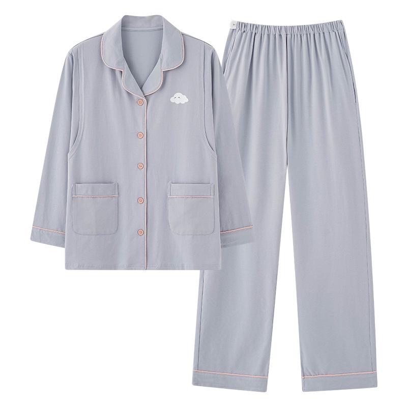 パジャマ 授乳服 レディース 綿100％ 前開き 長袖 長ズボン 妊婦服 産後 授乳パジ...