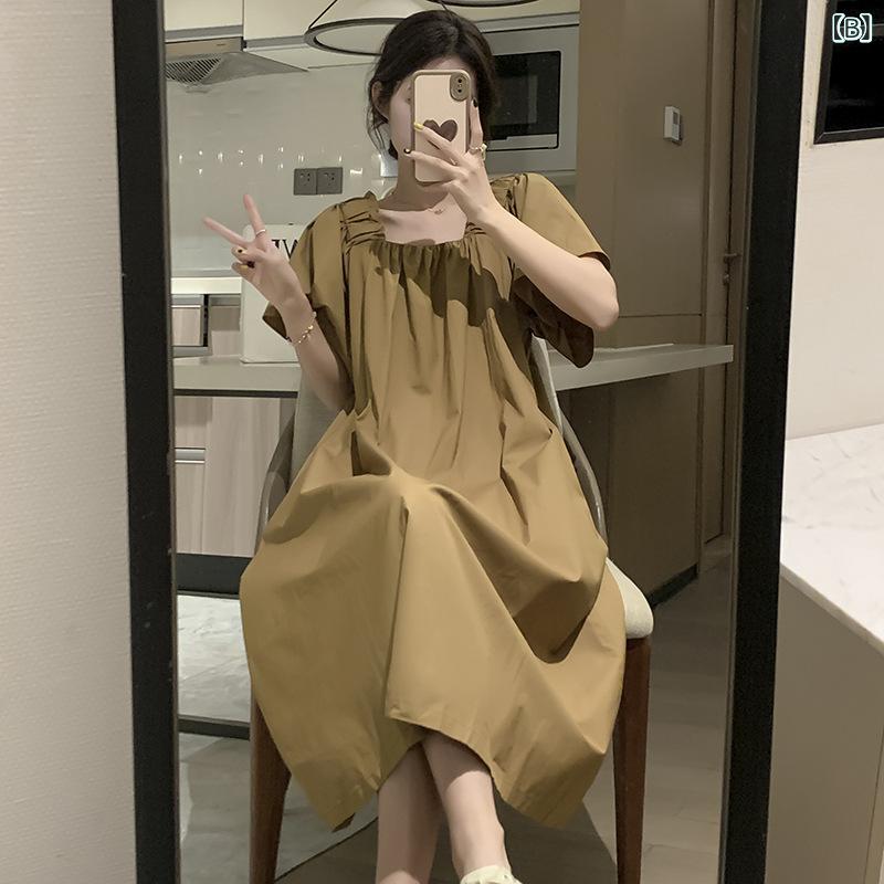 ワンピース マタニティ レディース 春夏 中長丈 膝下丈 ゆったり 体型カバー マキ...