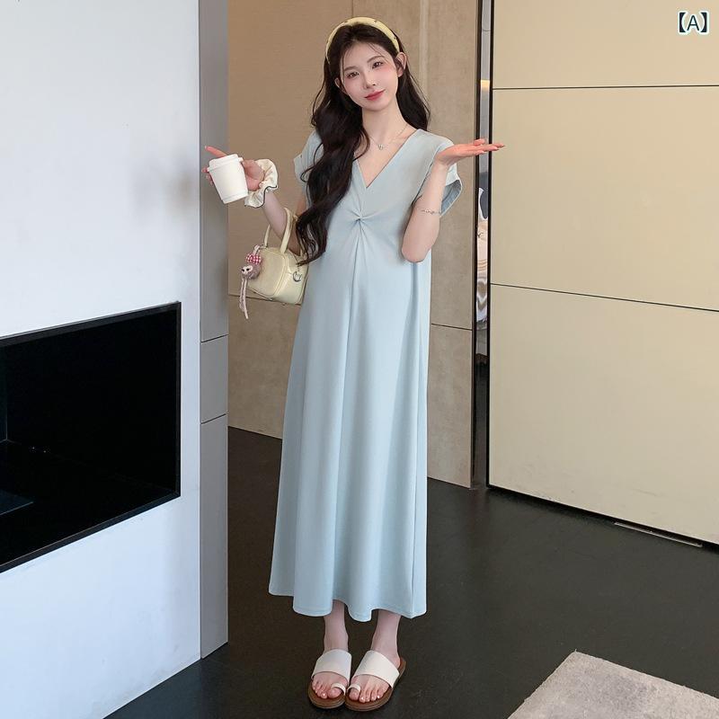 ワンピース マタニティ レディース 半袖 妊婦服 膝丈 ひざ丈 シンプル かわいい 丸...