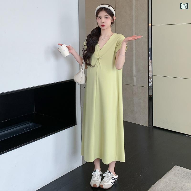 ワンピース マタニティ レディース 半袖 妊婦服 膝丈 ひざ丈 シンプル かわいい 丸...