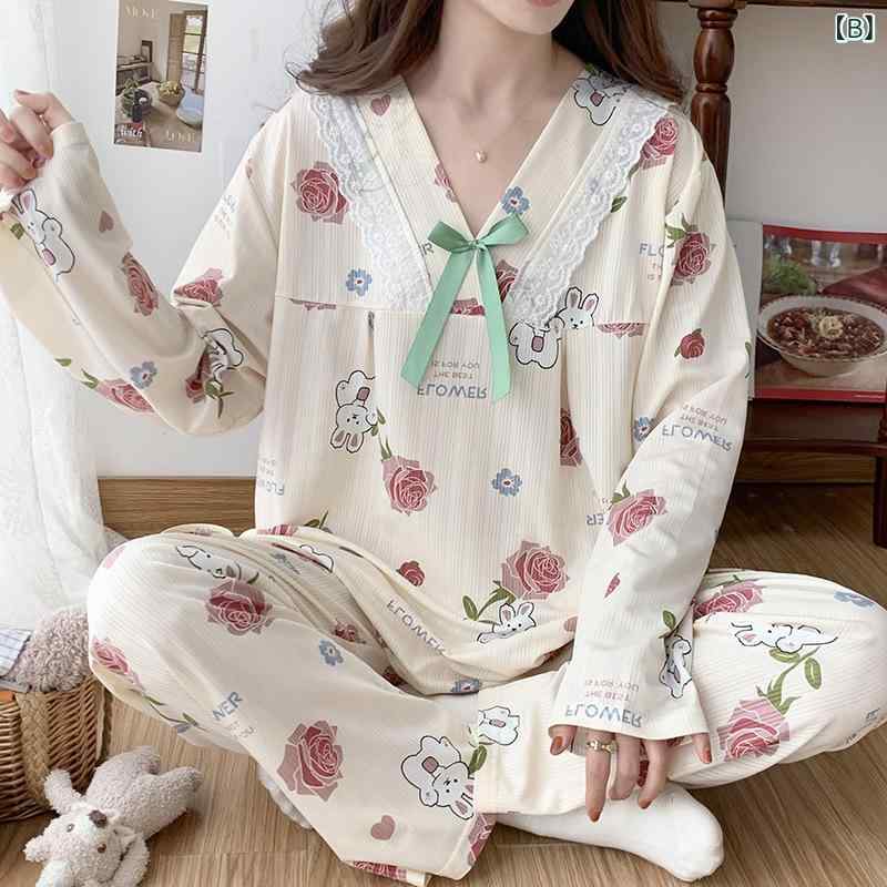 パジャマ レディース 妊婦 授乳服 マタニティ 部屋着 ルームウェア 上下セット 春...