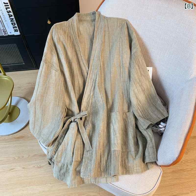 アスターショップのブラウス レディース 改良中華服 綿麻 シャツ 斜襟 ゆったり ナチュラル ヴィンテージ風 和風 リボン紐 無地 体型カバー 普段使い 通勤用 カジュアル トップス オールシーズン｜アングル3