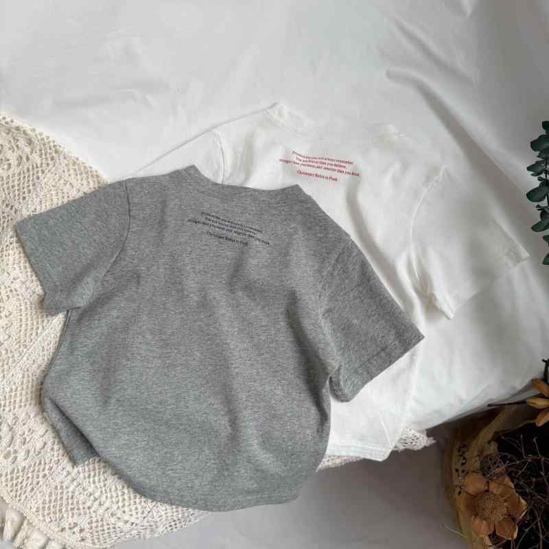 Tシャツ キッズ 男の子 女の子 半袖 バックプリント ロゴ クルーネック カジュアル トップス オールシーズン
