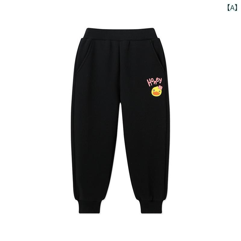 子供ズボン キッズ 男の子 女の子 防風パンツ 長ズボン 裏起毛 厚手 キャラクター アヒル柄 裾絞り カジュアル スポーツ 通園 通学 秋冬 astershop-10632100 アスターショップ サンプル画像2