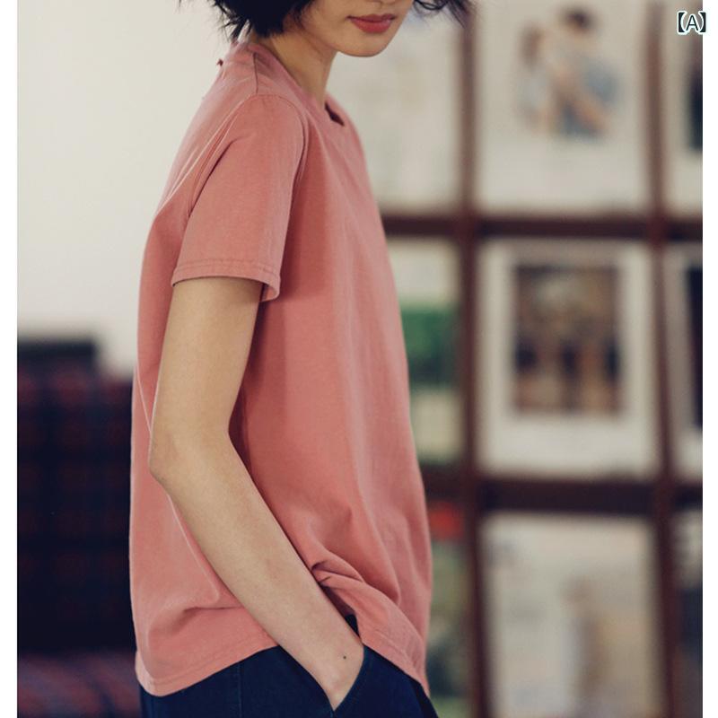 Tシャツ メンズ レディース 半袖 トップス ゆったり シンプル 刺繍 手作り 色あせ加工 カジュアル インナー 高級感 春夏 普段使い 通学 アウトドア 綿素材 柔らかい 着心地 ラウンドネック ベースレイヤー 重ね着 体型カバー astershop-10637943 アスターショップ サンプル画像2