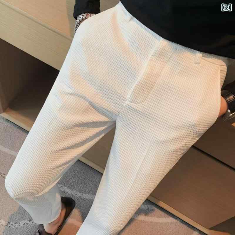 スラックス メンズ 春夏秋 サルエルパンツ 九分丈 テーパードパンツ ストレートパンツ パンツ ボトムス ロングパンツ スラックスパンツ きれいめ カジュアル 美脚 細身 伸縮性 ストレッチ センタープレス 無地 ストリート系 トレンド感 おしゃれ astershop-10639442 アスターショップ サンプル画像3