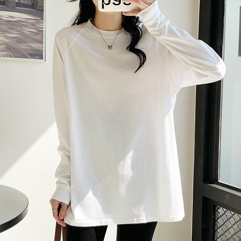 Tシャツ カットソー トップス レディース 長袖 秋冬 インナーシャツ インナーウェア ロンT 丸首 クルーネック 白 ホワイト 発熱素材 暖かい 防寒 伸縮性 ストレッチ レイヤード 重ね着 シンプル 無地 カジュアル 普段使い