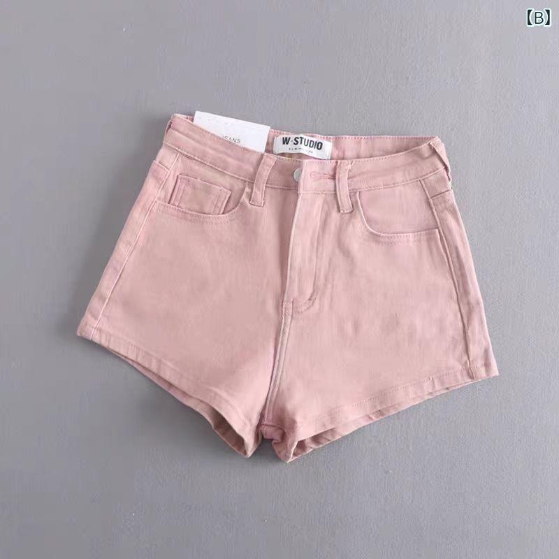 ショートパンツ レディース デニム 短パン ホットパンツ 夏 ハーフパンツ ジーパン ボトムス ジーンズ ハイウエスト 美脚 着痩せ スリム フィット Aライン タイト セクシー カジュアル 通学 普段使い ブルー 青 astershop-10651606 アスターショップ サンプル画像3