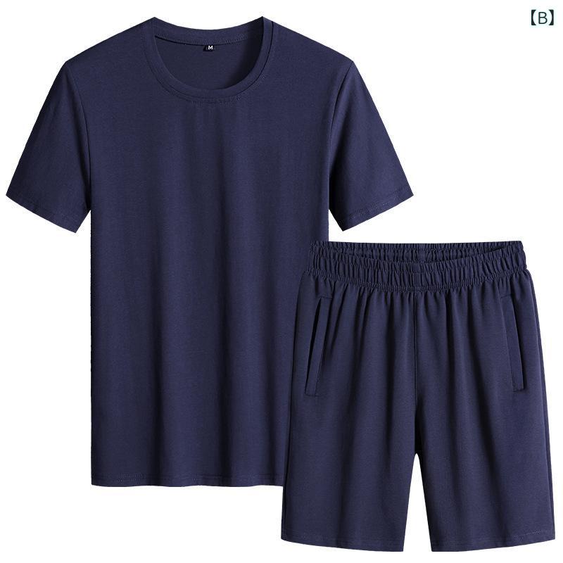 アスターショップのセットアップ メンズ 半袖 Tシャツ ショートパンツ ハーフパンツ 上下セット トップス ボトムス カットソー 短パン 2点セット 接触 軽量 吸湿速乾 伸縮性 ストレッチ カジュアル スポーティ 部屋着 ルームウェア アウトドア 春夏｜アングル3