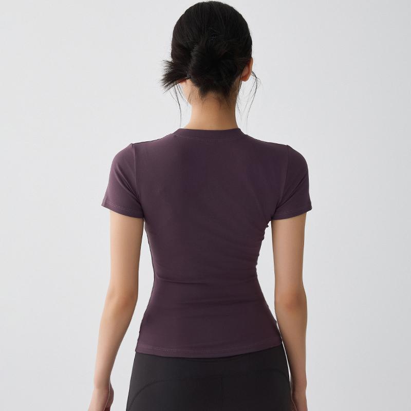 Tシャツ レディース 半袖 瑜伽服 ヨガウェア トップス カットソー 運動着 フィットネス ランニング スポーツウェア 吸湿速乾 通気性 伸縮性 普段使い 部屋着 アウトドア レジャー 細見え 快適 軽量・カラー展開: ブラック、パープル、グレーブラウン、レッド、ホワイト、ブラック（ベルボトム）、ブラウン（ベルボトム）、ピンク、ネイビー、グリーン、ブラウン、ブルー、グレー、ダークレッド・機能: スポーツ、フィットネス、カジュアル・主な素材: ナイロン、ポリウレタン・サイズ展開: S、M、L、XL・袖丈: 半袖・シルエット: シェイプ、ルーズ・着丈: ヒップ丈・対象: 若年女性