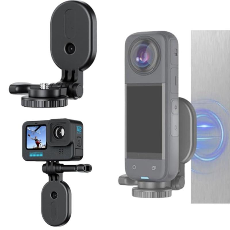 Osmo Pocket 4 3 2 1 拡張アダプター 磁気マウント Insta360 Go Ultra/OSMO 360/Insta360 X5/X4/X3/X2/Osmo Action 5 Pro/4 3/GoPro Heroシリーズ 対応 アルミニウム磁気マウントベースデスクトップスタビライザー旅行 動1.対応機種：Osmo Pocket 4P 4 3 2/Insta360 Go Ultra/ OSMO 360/Insta360 X6/X5/X4/X3/X2/Osmo Action 5 Pro/Action 4/Action 3/GoPro Heroシリーズ：Hero 13 12 11 10 9 8 7 6/11 Miniおよびその他のスポーツカメラ。1/4"-20スレッドコネクタを持つすべてのカメラ/デバイスに適しています。2.材質: ABS+シリコーン+マグネット：より多くの拡張性: に付けることができます: 車 冷却装置 卓上 手すりおよびあなたの拡張を待っている他の金属表面3.角度は自由に調整することができます：ロックノブは、異なる角度のニーズを満たすために、異なる角度で調整することができます。ブラケットには磁力1kgのマグネットが7個内蔵されており、カメラを落とす心配なくしっかり固定できます。金属面にも取り付け可能。 両手が自由に使えます。 とても便利4.2つの取り付けオプション：1/4ネジとGoproアダプターインターフェース、1/4"-20ネジは取り外し可能で、異なるカメラのニーズを満たすために他のカメラに取り付けることができ、理想的なカメラアクセサリーの一つです。5.汎用性：デスクトップマウント/ハンドヘルドスタビライザーマウントとして使用することができます。本体の重量は60g。小型、軽量、持ち運びに便利です。精密なデザイン、収納しやすい。(注：任意の品質問題は、私達に連絡すること自由に感じ、我々は時間内に返信されます）