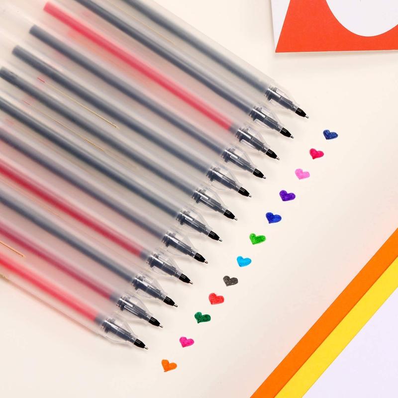 ゲルインクボールペン 12本 0.5mm ゲルペンセット 美しい12色 オフィス 家庭 学校 ...