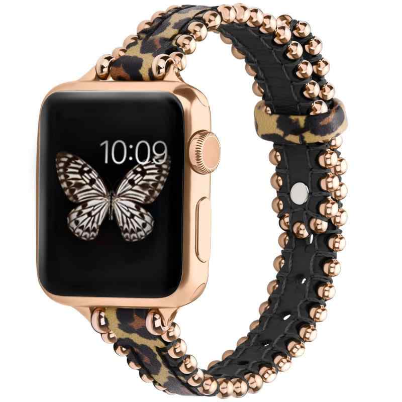 [wutwuk] Apple Watch ブレスレット レザー iWatch ブレスレット 45mm 44mm 42mm 49mm レザーブレスレット iWatch Ultra 8 7 6 5 4 3 2 1 SE SE2 交換用ブレスレット ビーズ レ