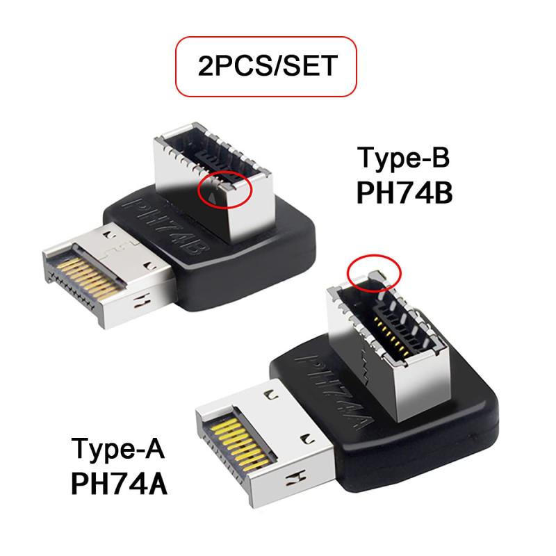 アスターショップのcablecc オーバーモールド USB 3.1 フロントパネルヘッダー オス-メス Type-E マザーボード拡張データアダプター 2個｜アングル3